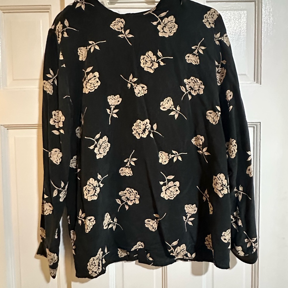 Floral Black and Cream Women's Top
